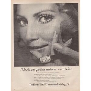 Timex Electric Watch Never Needs Winding Womens Gift Vintage Print Ad 1970